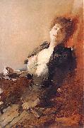 Franciszek zmurko Portrait of a woman with a fan and a cigarette oil on canvas